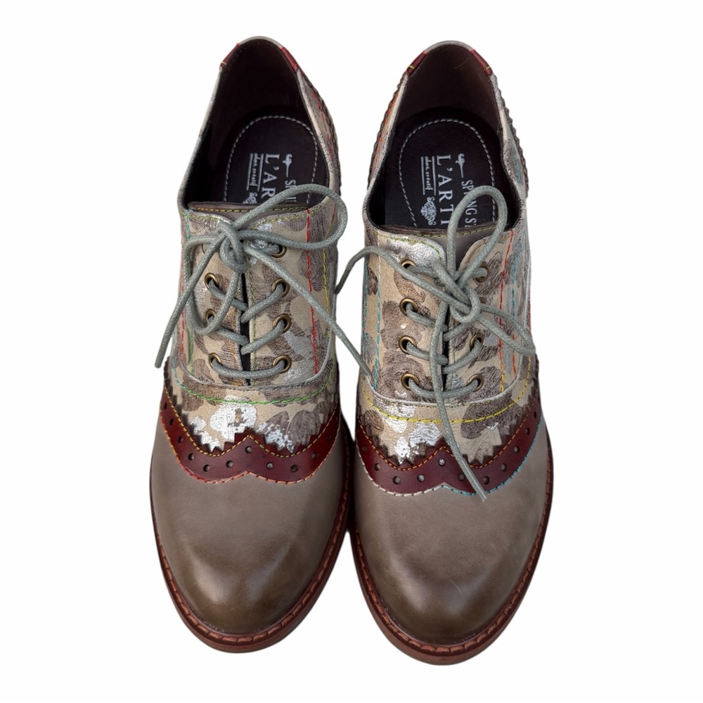 NEW L'ARTISTE SPRING STEP Perrine Shoes Oxford Bootie Grey Multi 38 7.5 -8 - Picture 9 of 15